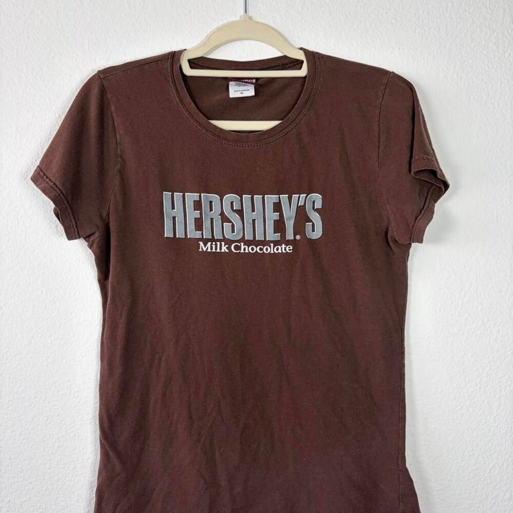 Hershey's Milk Chocolate Vintage Brown Baby Tee Women's XL 2000s Fitted Graphic